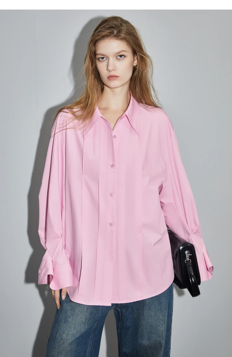 AAA 2024 летние корейские повседневные однотонные блузки с отложным воротником