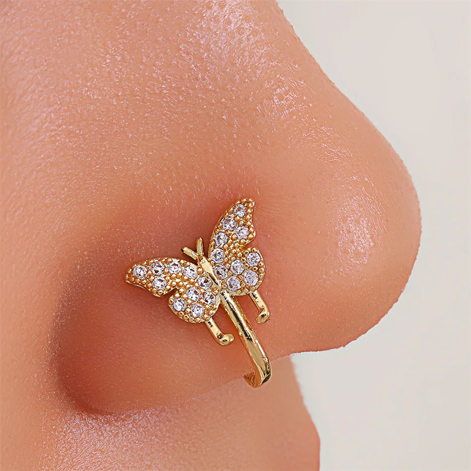 

Crystal Butterfly Nose Cuff Ear Cartilage Helix Clip Earring Fake Piercing Body Jewelry Accessories for Women Men Teens