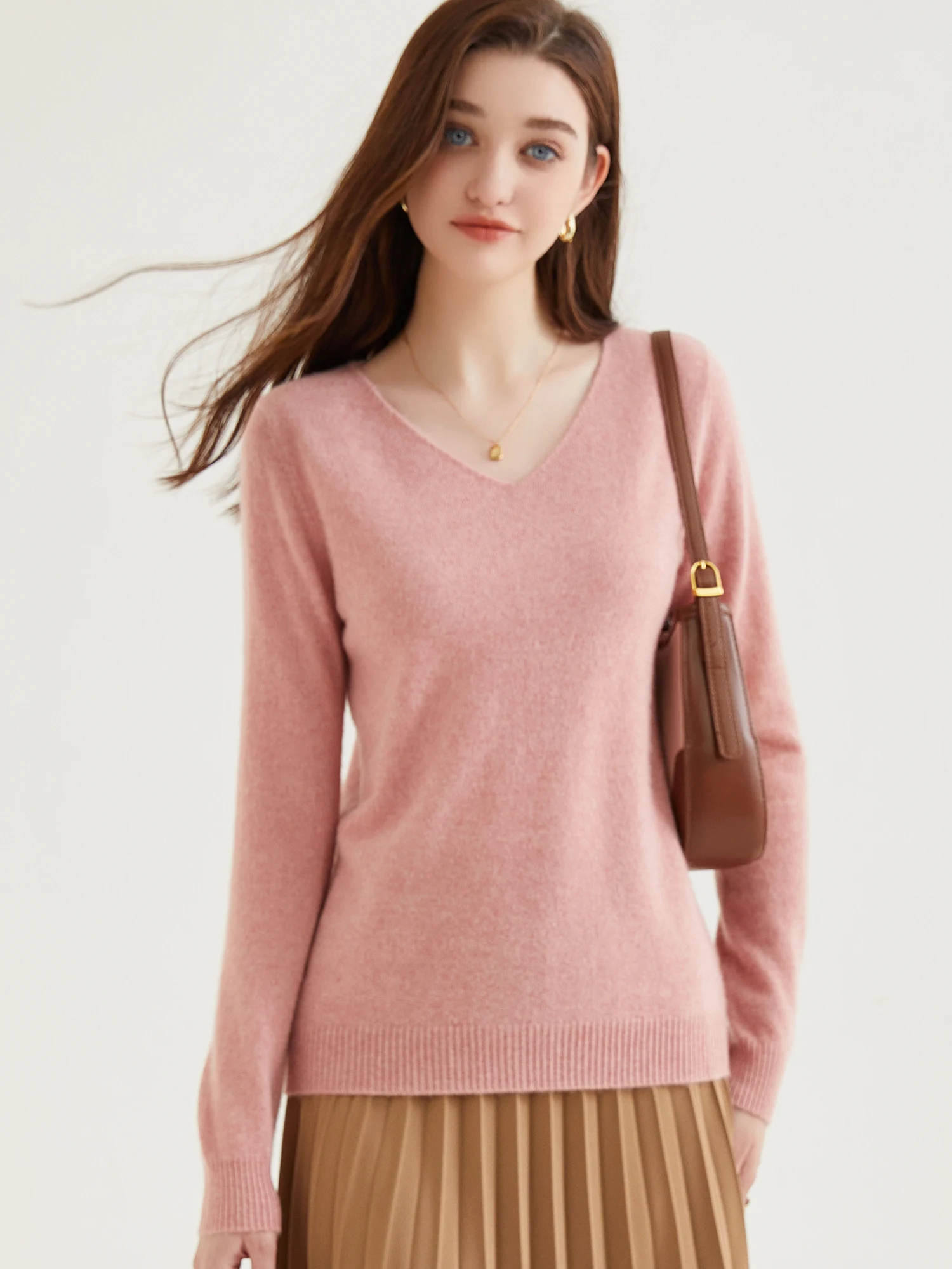 

Women Sweater 100% Cashmere Sweater Women Basic Cashmere Pullover Wool V-neck Long Sleeve Knitted Tops Jumper Knitwears Clothing