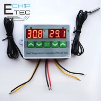 free shipping 1pcs st3012 ac 110 220v dc 12v 24v electronic temperature control switch dual temperature control dual probe