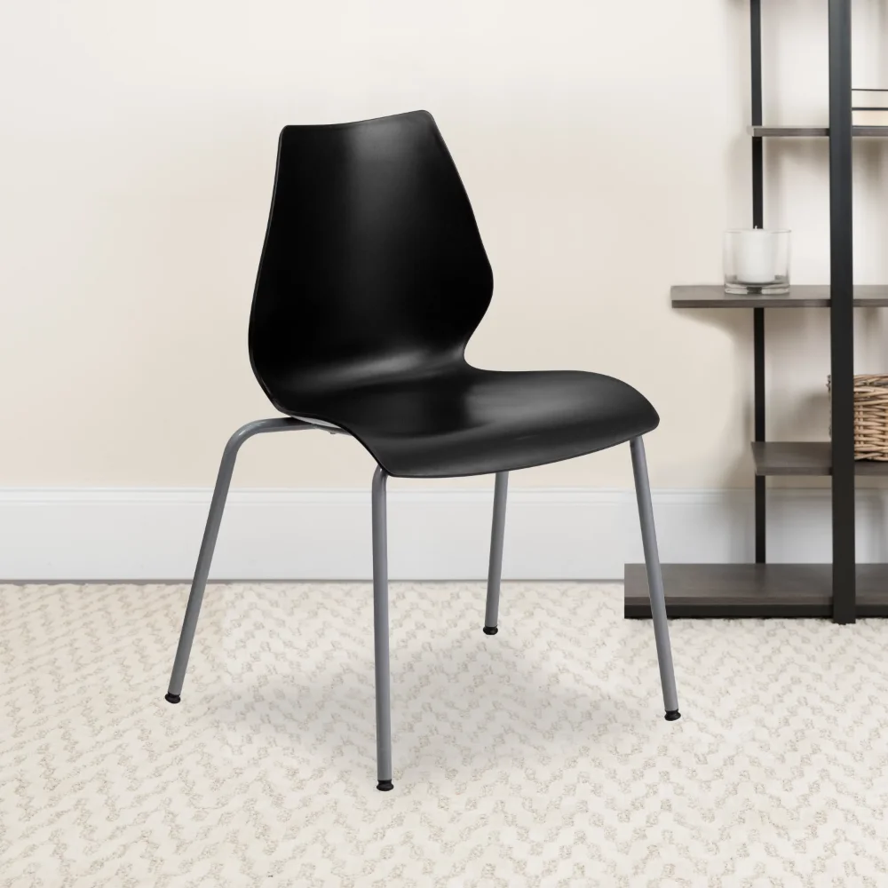 

Capacity White Stack Chair with Lumbar Support and Silver Frame