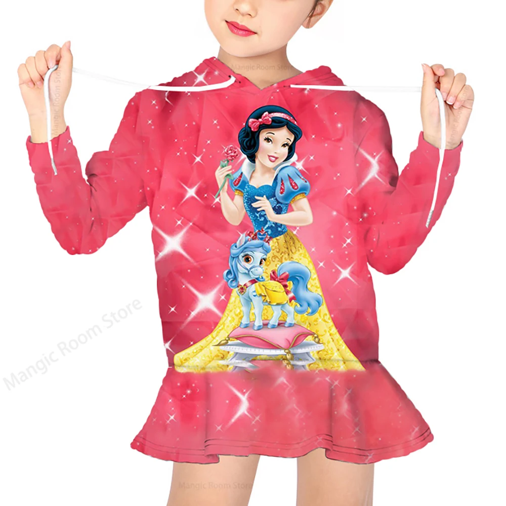 Купи Girls Snow White Print Hoodie Short Top Long Sleeve Pullover Hoodie Harajuku Shirt Cute Casual Disney 2022 New за 138 рублей в магазине AliExpress