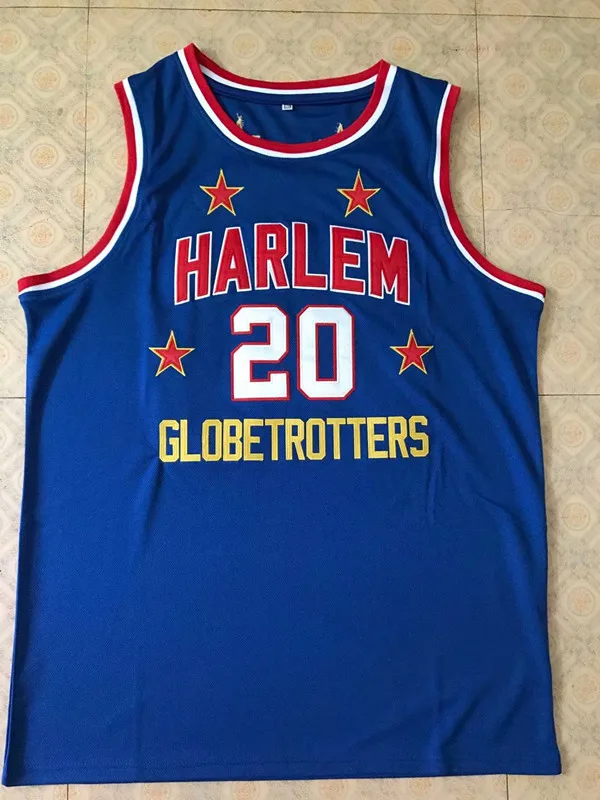 

Мужские баскетбольные майки Harlem Globetrotters #20, изготовленные по индивидуальному заказу, с любым номером