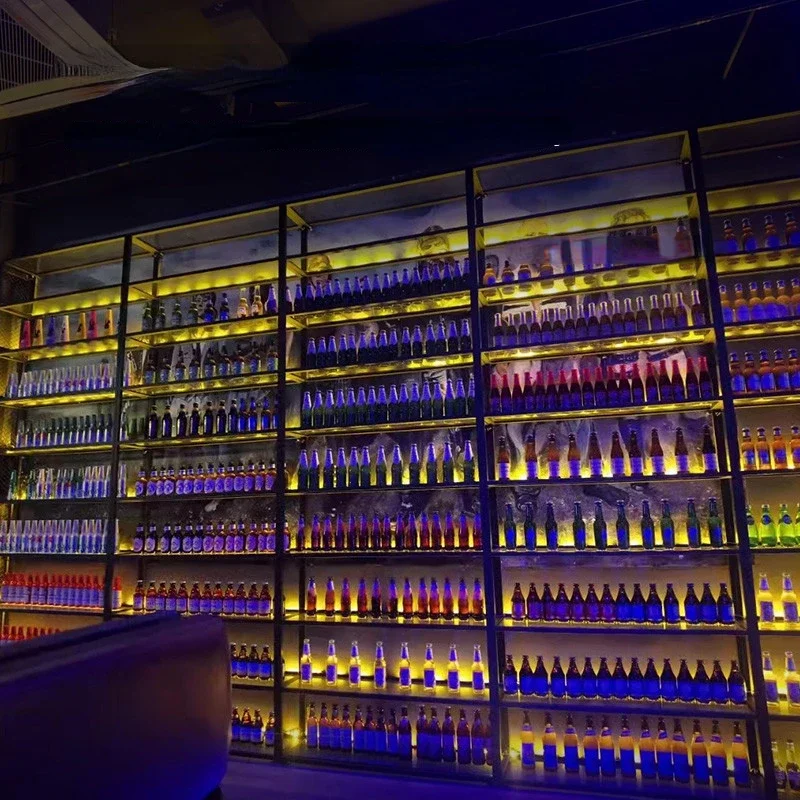 Барный шкаф для хранения в ресторане с подсветкой индивидуальный дисплей