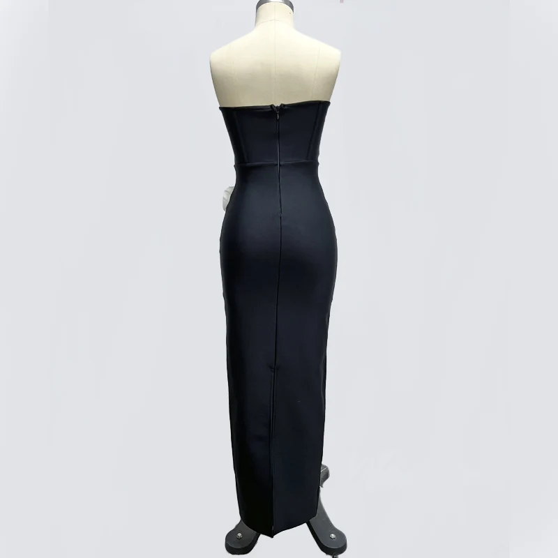 Черное женское сексуальное платье без бретелек с открытыми плечами Белое