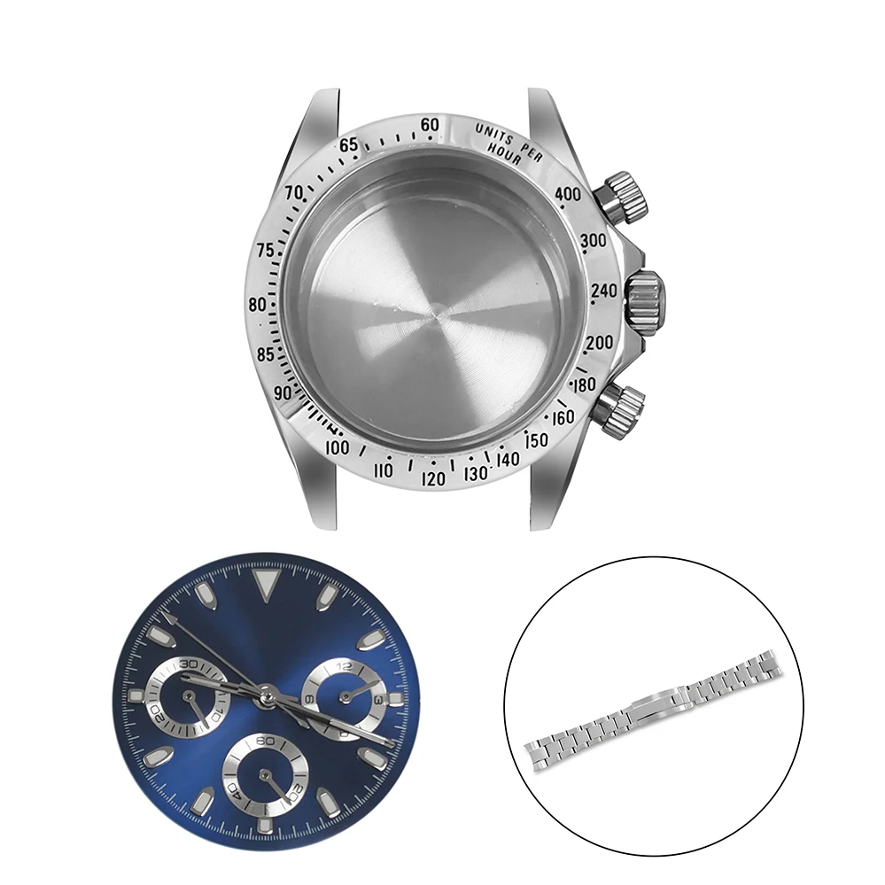Watch Accessories 39MM steel bezel steel case sapphire glass dial hands strap suitable for quartz VK63 movement case