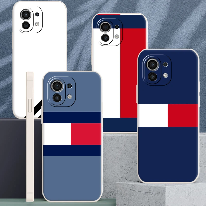 

Luxury Brand Stripe Phone Case for Xiaomi Mi 11 Pro 12 10 10S 9 Liquid Silicone Back Cover Funda for Xiaomi 12 Coque Shell