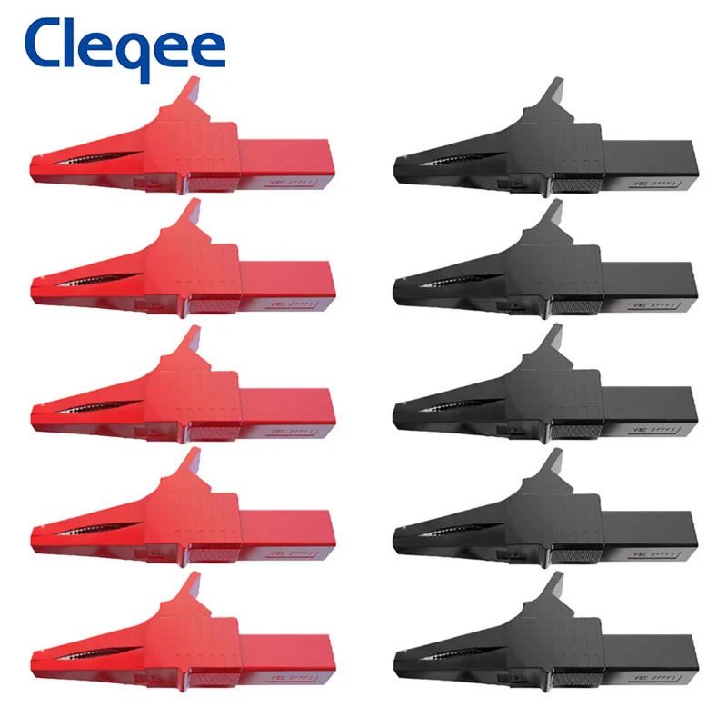 Cleqee P2003 – pinces Crocodile de Test robustes  10 pièces  avec prise banane de 4mm  pince