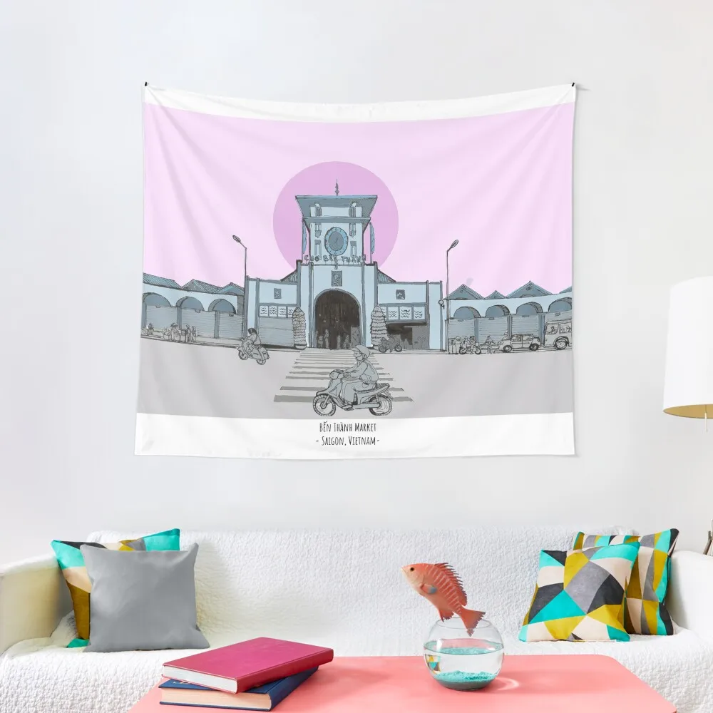 Индийский рынок Бен-Тан вьетнамский гобелен с иллюстрациями украшение для