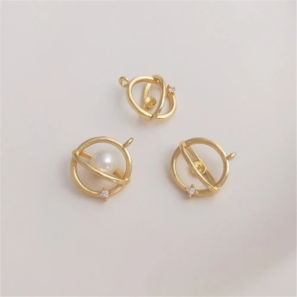 14-каратное позолоченное кристаллическое жемчужное ожерелье с полуотверстием