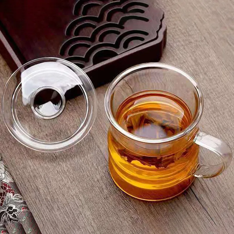 

Glass Cup Clear Glass Cup Household Flower Tea Cup Heat Resistant Filter with Handle Tea Separation Cup