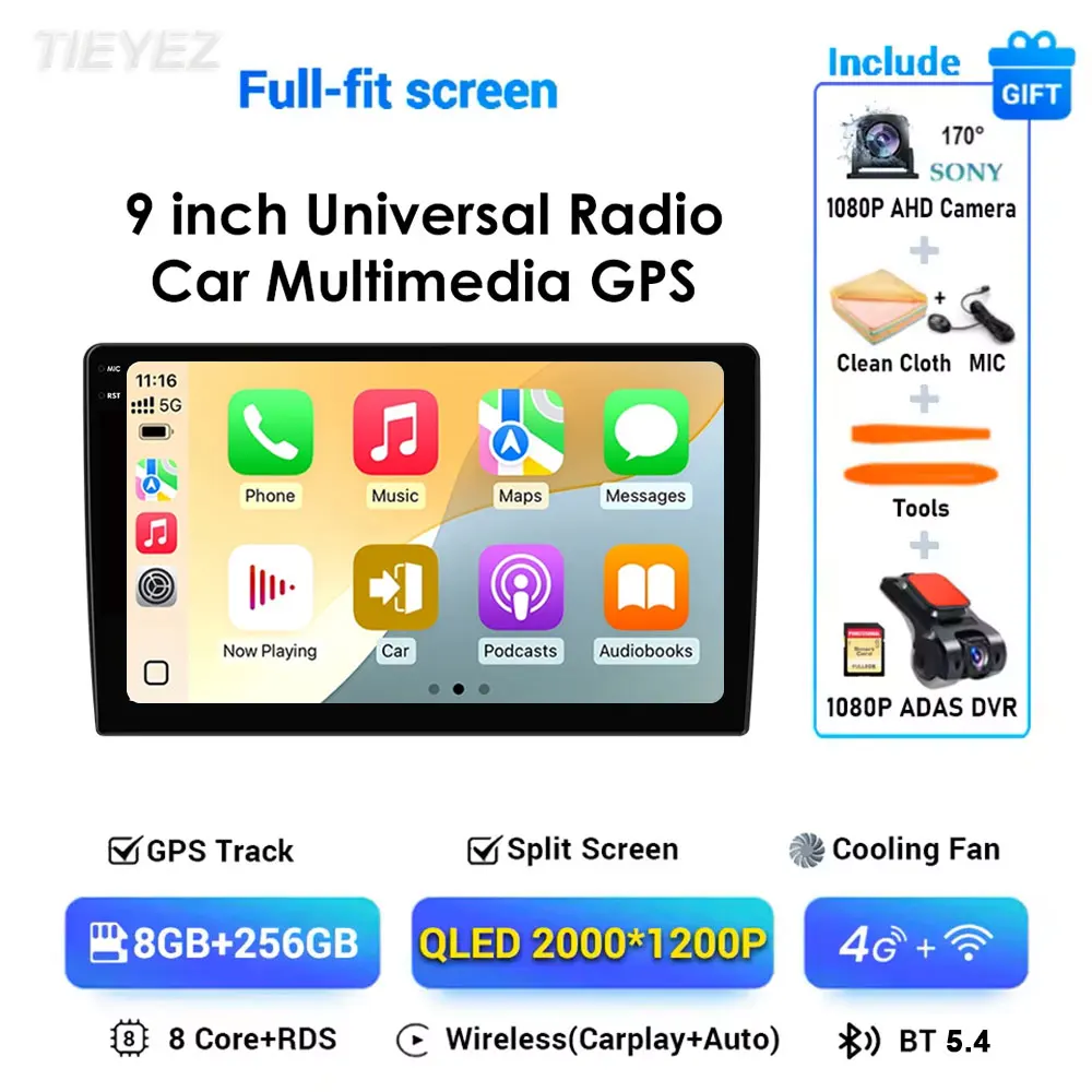 

Android 15 9-дюймовый универсальный автомобильный радиоприемник Мультимедийная навигация Авто 360 Камера GPS 4G WIFI BT DSP DVD Головное устройство Carplay