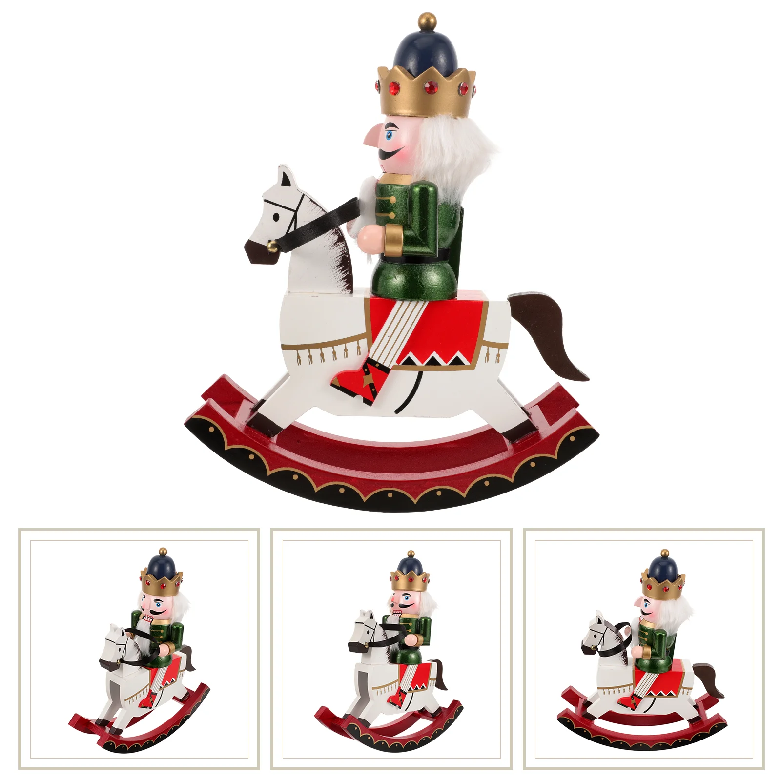 

Santa Gifts Home Ornament Christmas Nutcracker Soldier Decoration Rocking Horse Ambiance Wooden Nutcrackers Craft Decorations