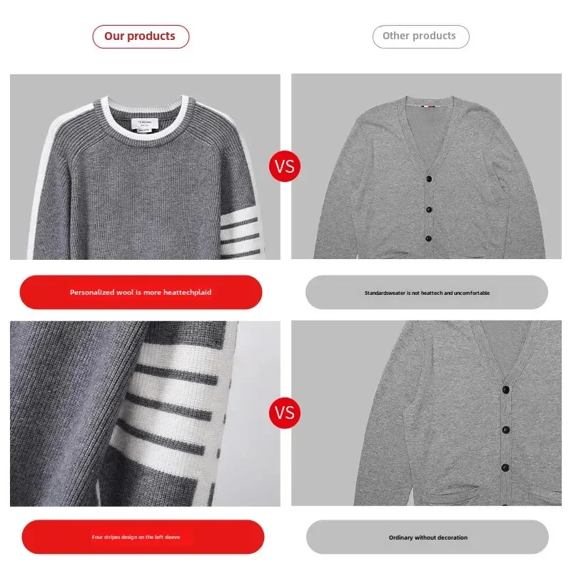 Browin Tb новый пуловер из овечьей шерсти с круглым вырезом свитер повседневная