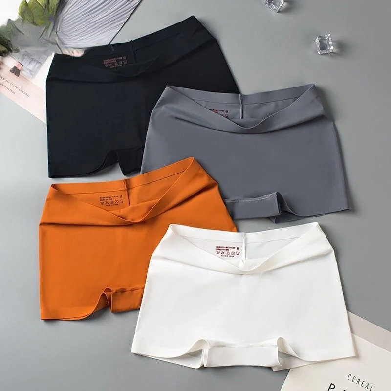 

1 Pcs Seamless Silky Underwear Ladies Panties Women's Boxer Shorts Safety Pants Soild Female High Waist Lingerie Panty