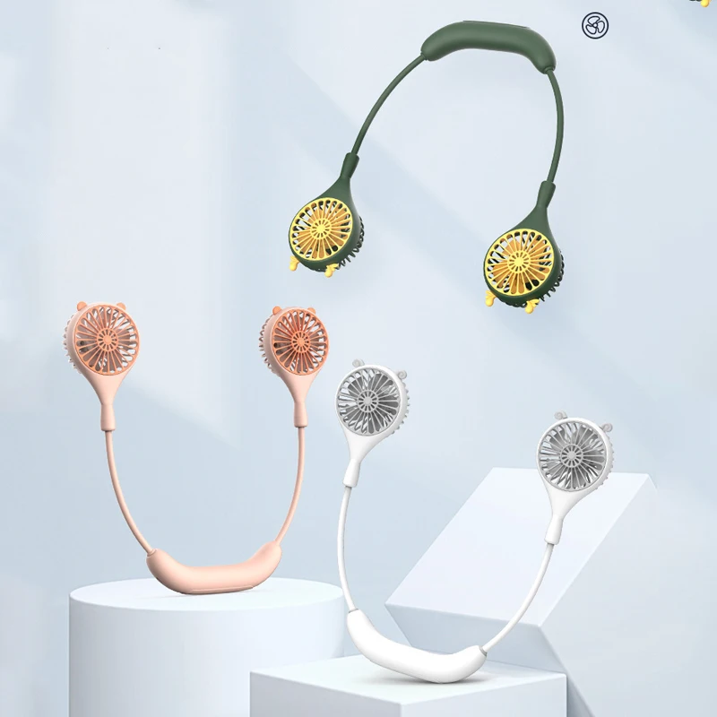 

Новинка, складной мини-вентилятор на шею, повязка для громкой связи с подзарядкой через USB, двойной вентилятор, охладитель, летние портативные маленькие вентиляторы для кемпинга, подарки