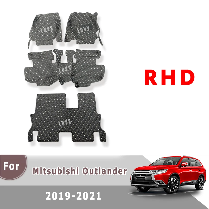 RHD Carpets For Mitsubishi Outlander 2022 2021 2020 2019 (7 seats) Car Floor Mats Auto Interior Covers Pads Accessories Rug Foot
