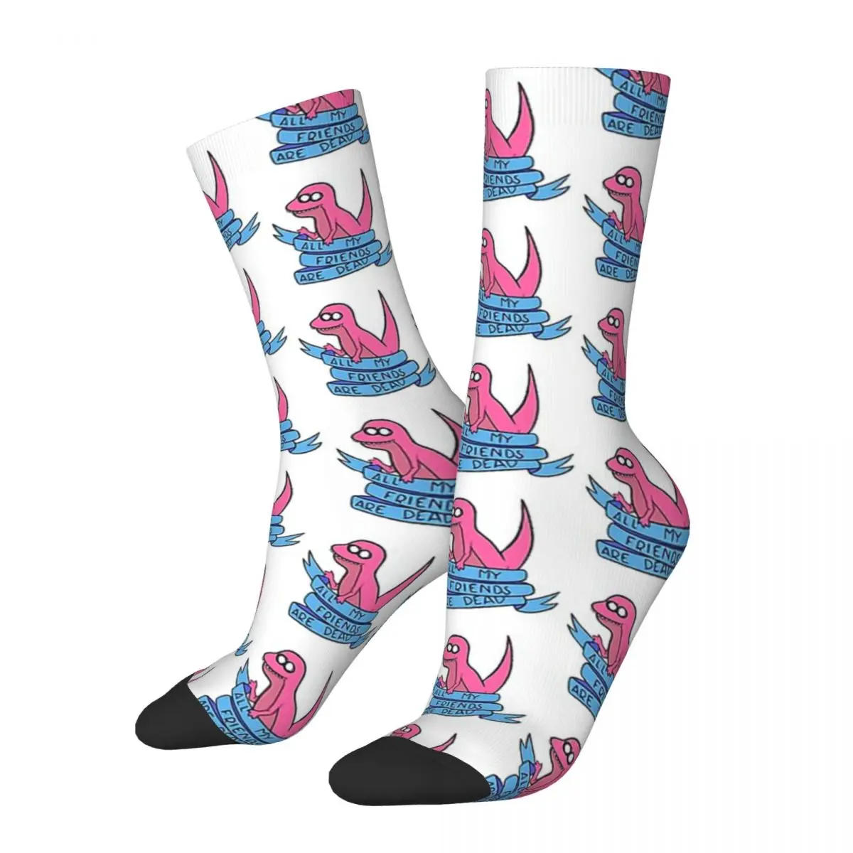 

Hip Hop Vintage All My Friends Are Dead Crazy Men's Socks Unisex All My Friends Are Dead Street Style Pattern Printed Crew Sock