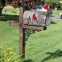 winter magnetic mailbox cover cardinals bird holly berry branches mailbox wraps post letter box cover waterproof christmas decor