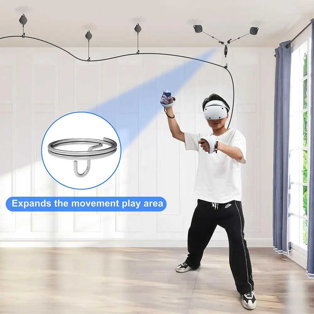 

VR Cable Management 6 Packs Retractable VR Pulley System VR Accessories With 360°Rotations Noise-Free
