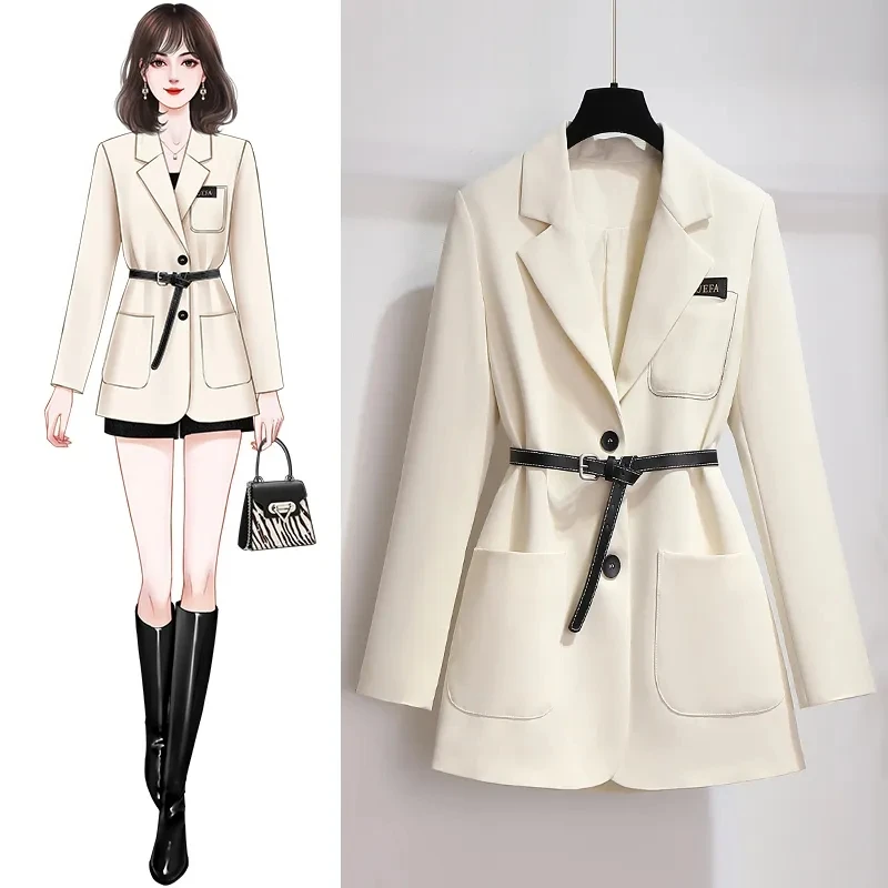 

Blazer Coat Women 2022 Spring Autumn Fashion Design Sense High-end Suit Jacket Female Large Size Waist Double-breasted Outerwear