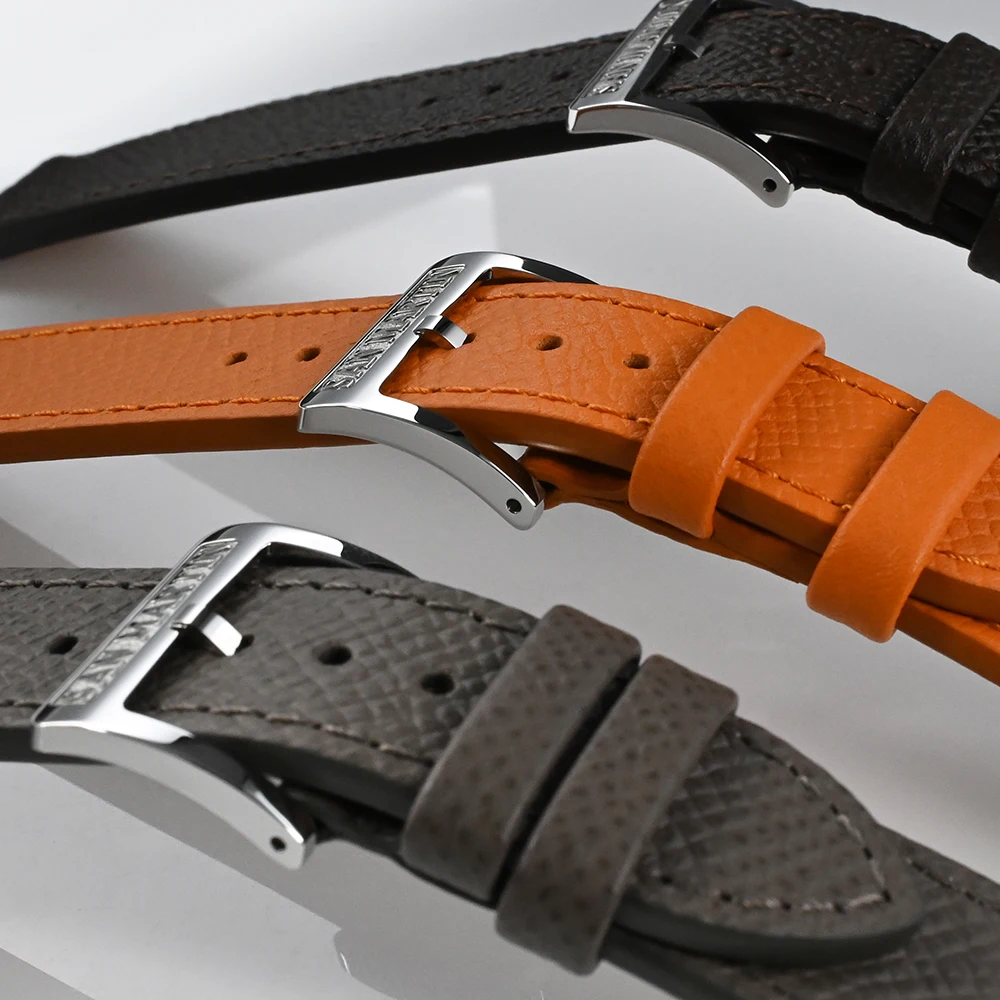 San Martin Watch Strap 20mm Leather Quick Release Wristwatch Belt Watches Band Sweat For Man Woman Comfortable Classic Epsom