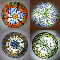 lightweight ultra thin ceiling lamp easy installation multi style tiffany stained glass ceiling lamp living room bedroom lamp