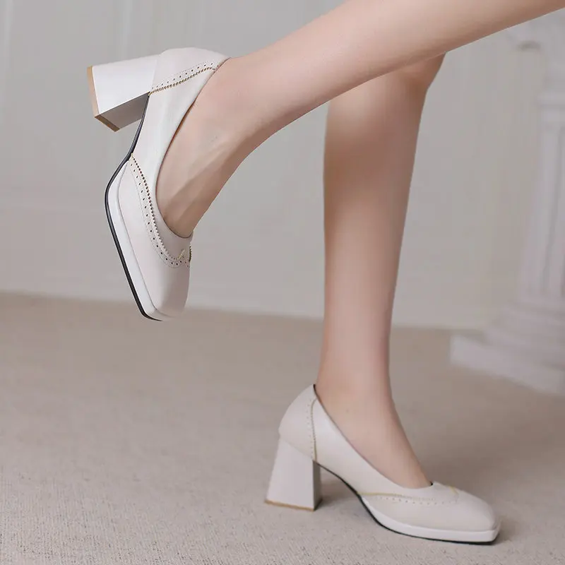 Elegant Women Lolita Pumps Patchwork Slip On Platform Femboy Shoes Chunky Heels Plus Size for Men Crossdresser Sissy