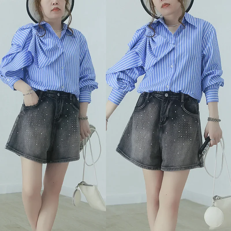 Весна-лето 2023 новая повседневная рубашка свободного кроя женская в полоску с