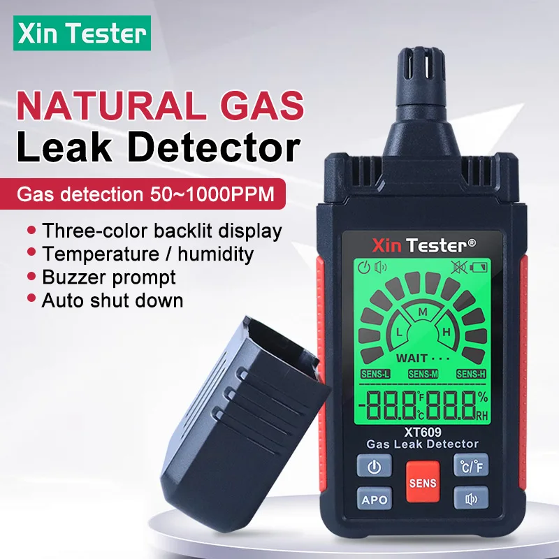 

Xin Tester XT609 Digital Combustible Gas Leak Detector Natural Gas Flammble Propane Analyzer 1000PPM Methane Tester
