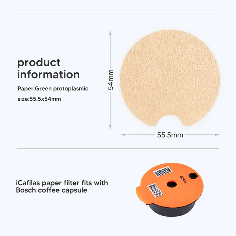 20/50PCS Disposible Paper Filter for Reusable Coffee Capsule Protect from Block Keep Capsule for Cleaning