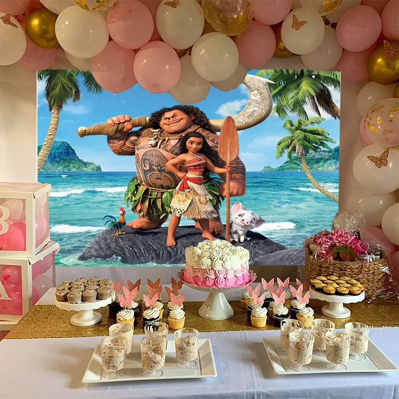 Фон для фотосъемки Моана принцесса девочки 1-й День рождения детский душ фото фон