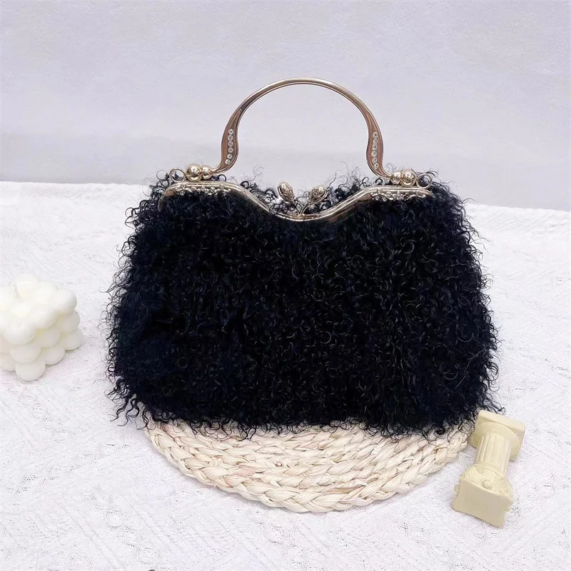 Luxury Designer Handbag Tote Women's Real Fleece Tote 2023 Brand Soft Shopper Purse Crossbody Bag Women's Clutch