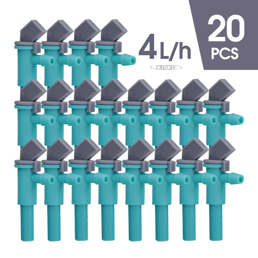 

20 шт. регулируемые капельницы MUCIAKIE 4 л/ч серого и синего цвета