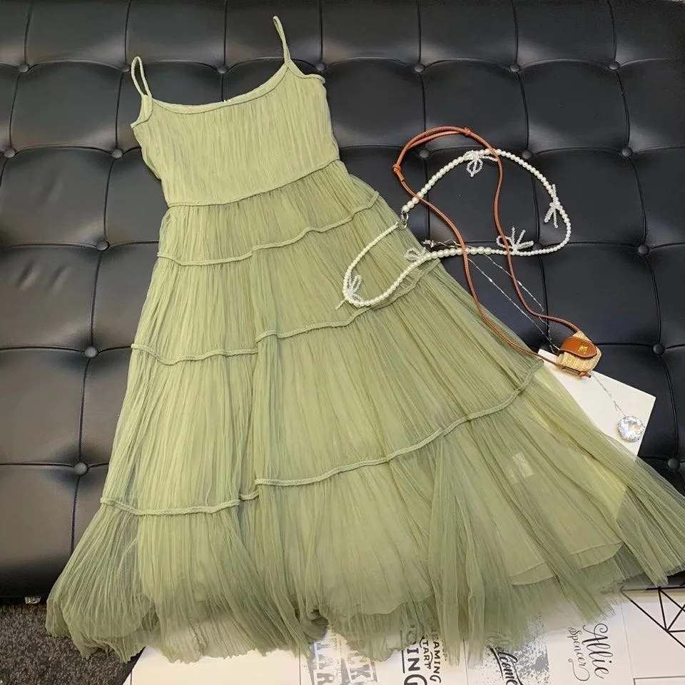 

2022 summer women's dress Spaghetti Strap beach skirt