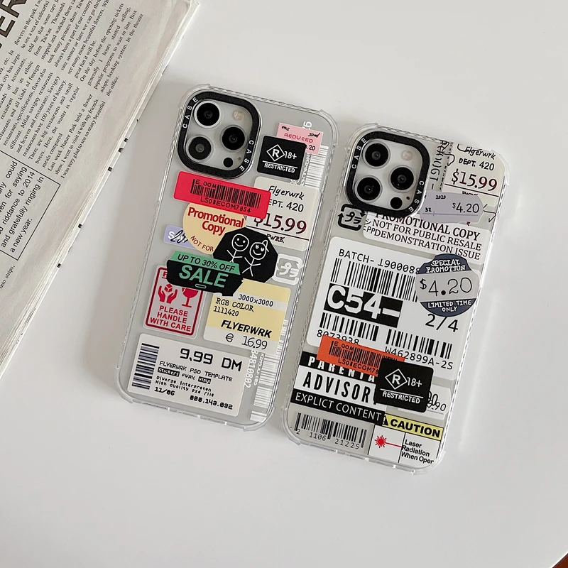 

Fashion Retro Code Letter Label Phone Case For iPhone 11 12 13 Pro Xs Max X Xr Xs 7 8 Plus SE 2 Shockproof Airbag TPU Soft Cover