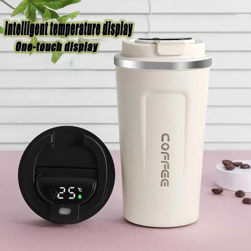 

380/510ml Thermos Coffee Mug Water Bottle Vacuum Flasks Thermal Temperature Display Tumbler In-Car Insulated Cup Christmas Gifts