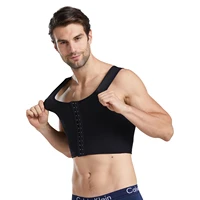 haleychan mens back support middle 3 rows hook and eye clasps compression vest corset shirt gynecomastia vest men body shaper