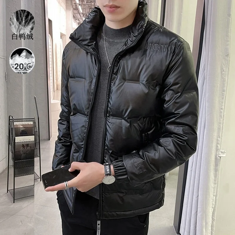 

Explosion down jacket, short, bright, windproof, waterproof, fashion brand, stand collar, high-end, handsome men's coat