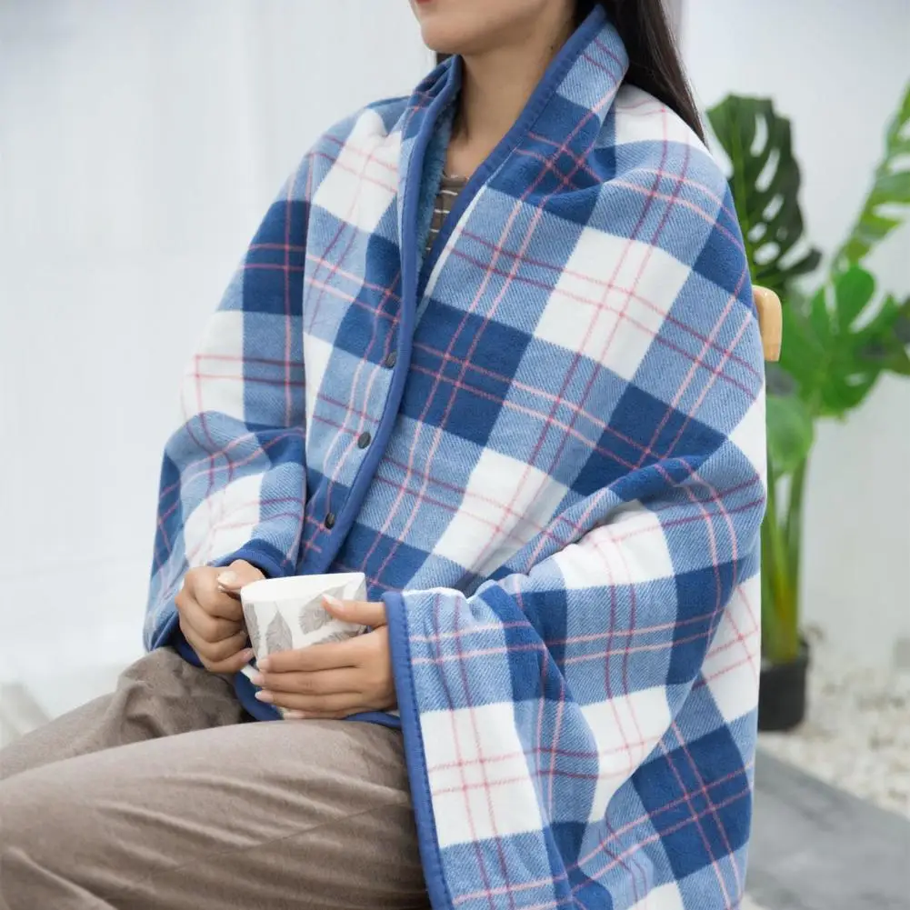 

Winter Blanket Durable Shaggy Snap Button Household Hotel Warm Throw Blanket Shawl Nap Quilt for Daily Use