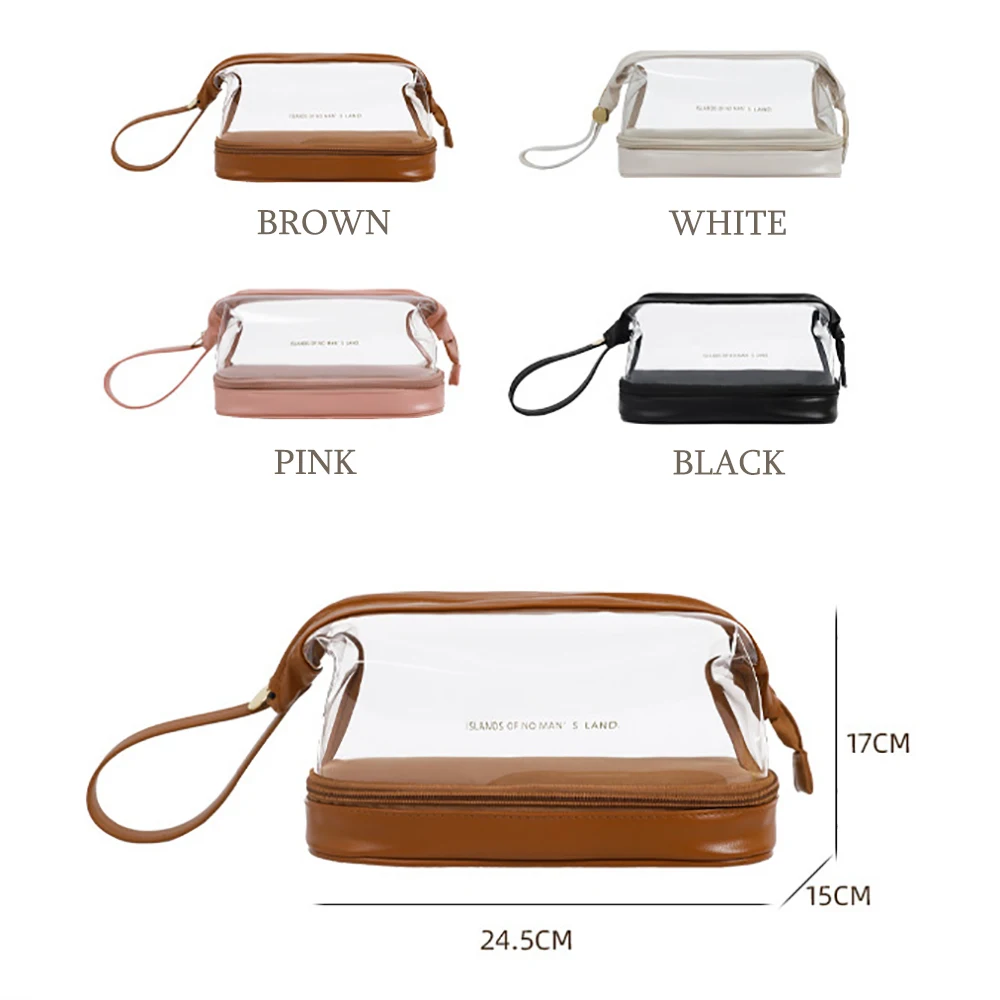Large-capacity Makeup Bag PU Leather Portable Travel Wash Cosmetic Bag Toiletries Organizer Female Storage Handheld Box 2023 New