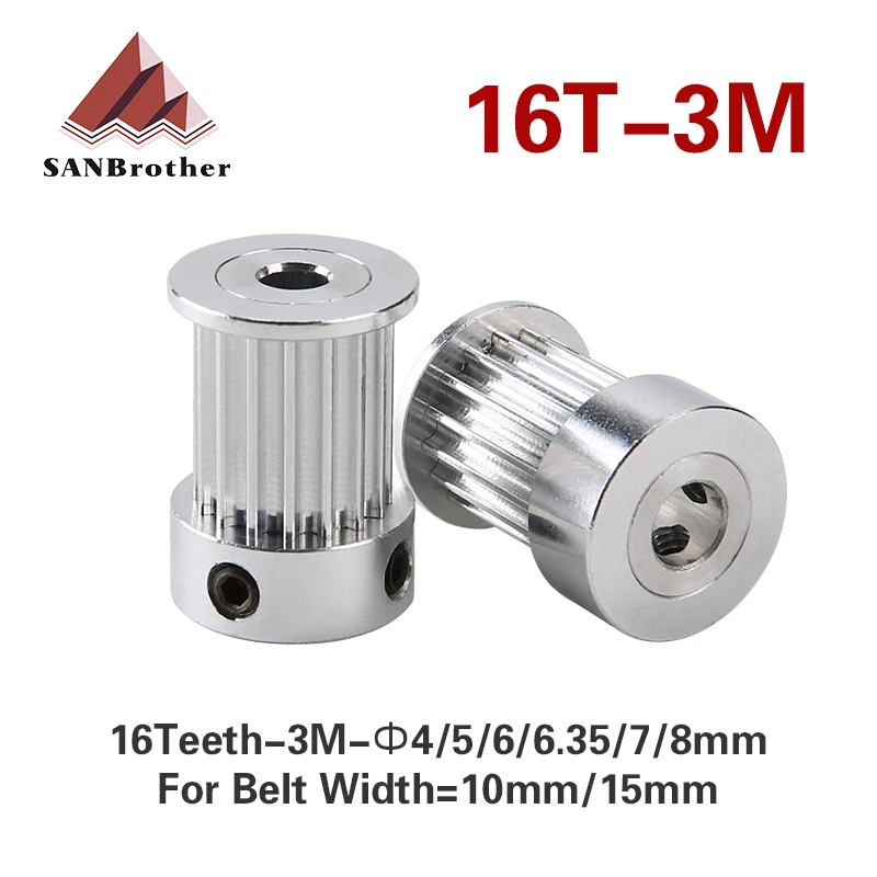 

16 Teeth HTD 3M Synchronous Pulley Bore 4/5/6/6.35/7/8/10mm for Width 10mm 15mm HTD3M Timing belt HTD3M Pulley Wheel 16Teeth 16T