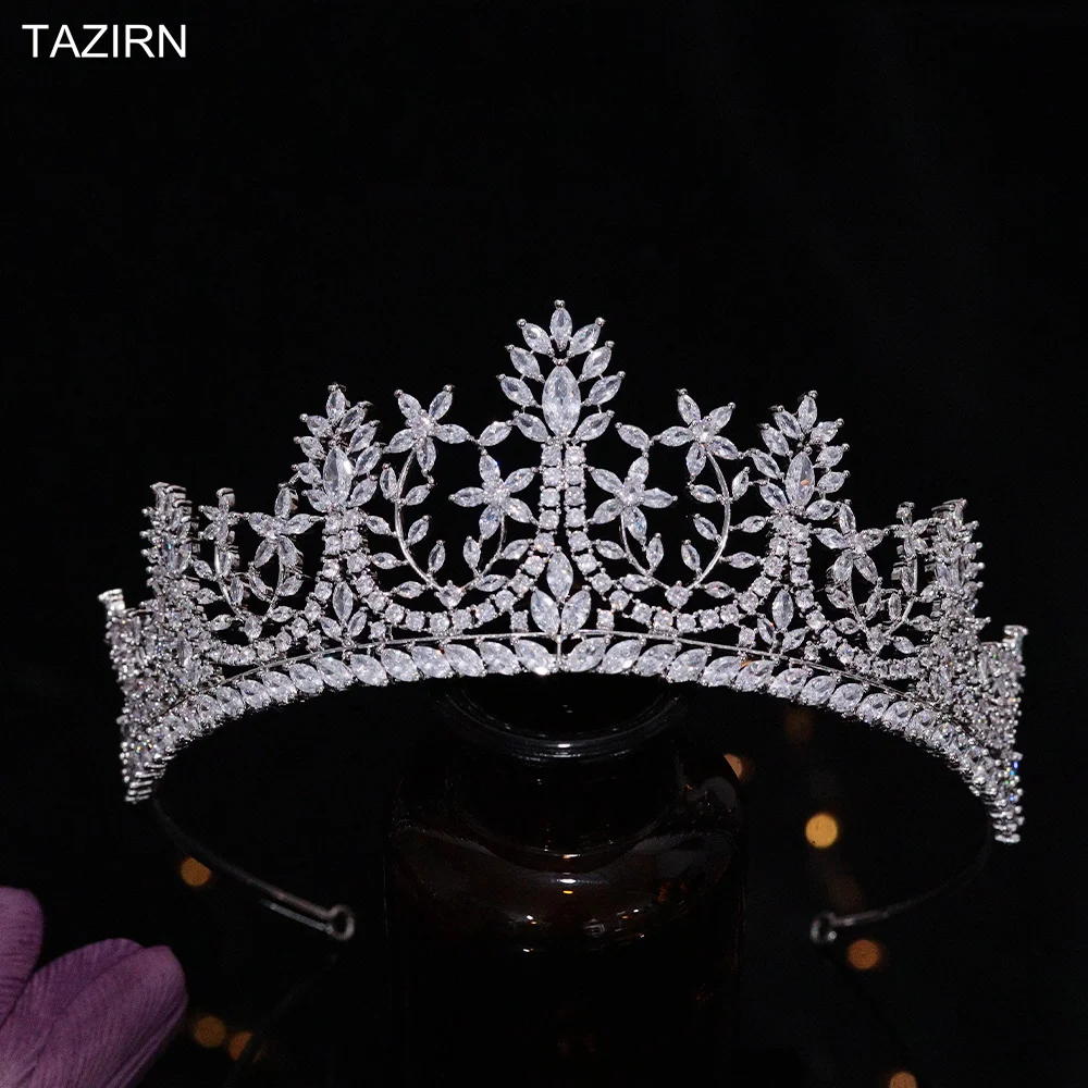 

TAZIRN Luxury AAA Zirconia Bridal Crowns for Wedding Birthday Party Sweet 16 Diadema Tiaras Princess CZ Handmade Headpiece Gifts
