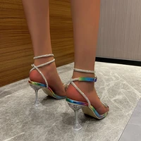 tstctb bow knot women sandals pvc jelly pumps heels ladies shoes sexy square toe ankle buckle strap new sandals plus size 42