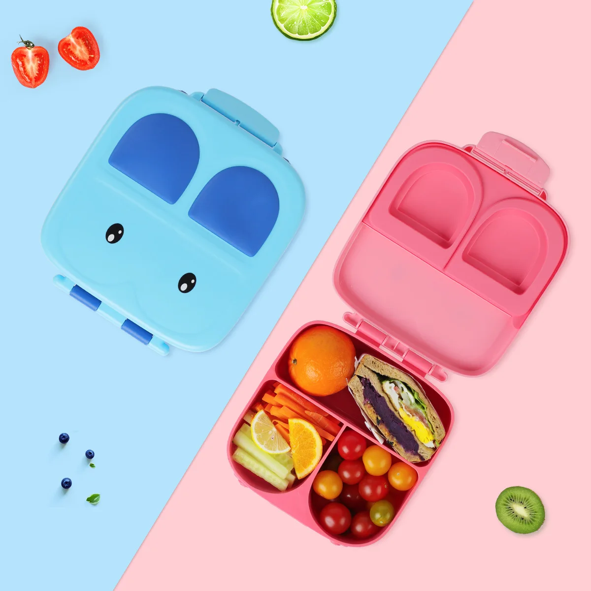 

Portable Lunch Box Microwave Cute Cartoon Lunch Containers Adult Kids 4 Compartment Food Storage Sealed Salad Picnic LunchBox