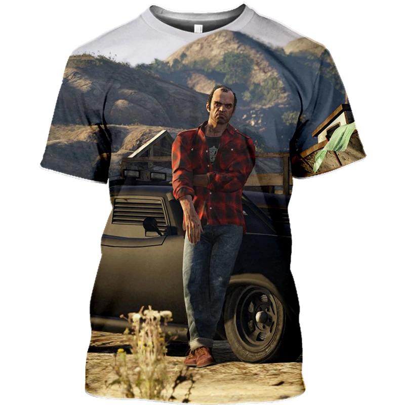 Новинка 3D мультяшный персонаж из мультфильма Grand Theft Auto Game летняя крутая футболка