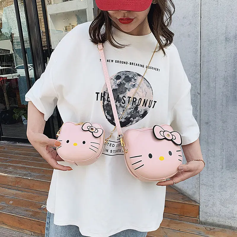 Sanrio Hello Kitty Bag Children's Small Bags Cute Cartoon Shoulder Bag Crossbody Mini Small round Bag