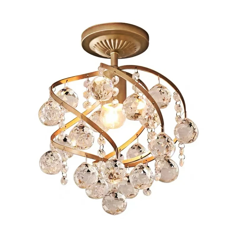 

American Traditional Style Metal Crystal Ball Ceiling Lamps Living Room Lighting Bedroom Light Fixture Porch Lights LED Decor