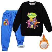 2022 new kawaii backyardigans clothes kids hoodie boys winter tracksuit girls warm fleece sweatshirt pants 2 pcs sets sportwear