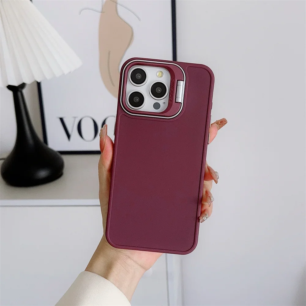 Чехол для телефона со скрытой подставкой и объективом камеры iPhone 11 Pro Max XR X XS 7 8 6 6S